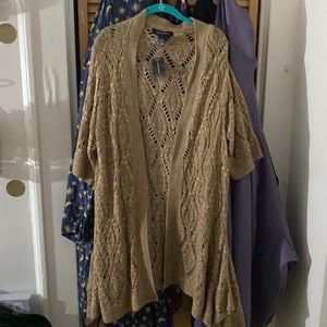 Beige and white knit cover all